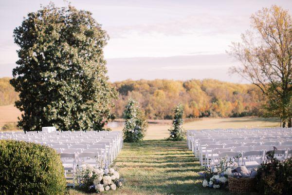 Wedding ceremony on Belmont's front lawn. Thank you to Brianna Wilbur Photography for providing this photo.