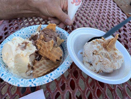 Left is vanilla & chocolate peanut butter rebel Right is bourbon pecan