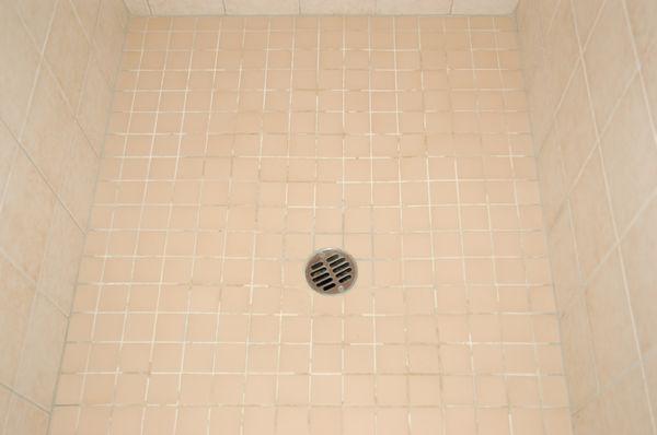 Patchy: brown and white grout