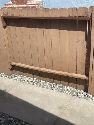 Replaced top bracket fence support along with other brackets.