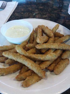 Fried green beans w cucumber wasabi