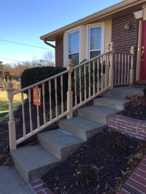 Wooden stair rail that I built and installed