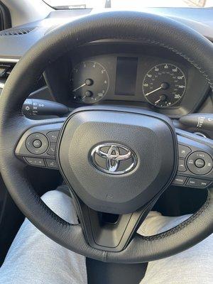 Leather wrapped steering wheel