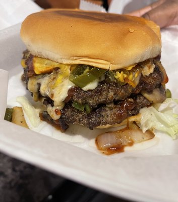 The Mega double Extreme Cheese Burger