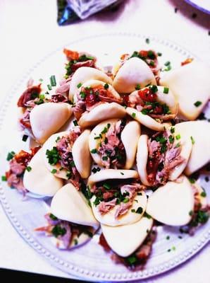 Roasted duck in steamed buns with plum jelly