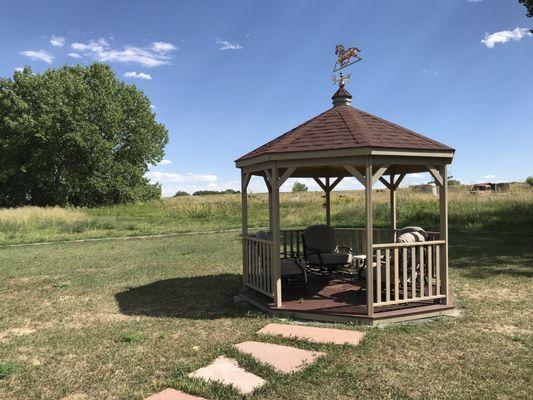 12-foot Gazebo in a Box, assembled, with Behr brand Drift Gray stain.