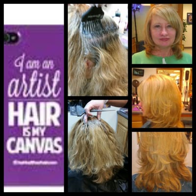 Color touch up, cut and blow dry by Michelle @ the main st barber shop !