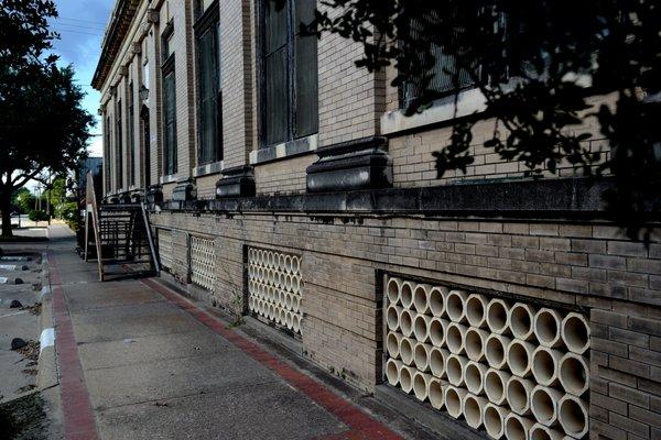 First National Bank Building:  One of the strangest, creepiest buildings on Moore Avenue.