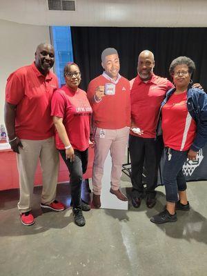 At The Chicago Sky game letting the fans know that Win Walker's State Farm team is here to help!