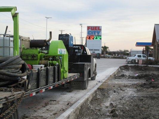 Pulling in to stabilize a parking lot. Our environmentally friendly chemical injection process means stable soil and happy gr...