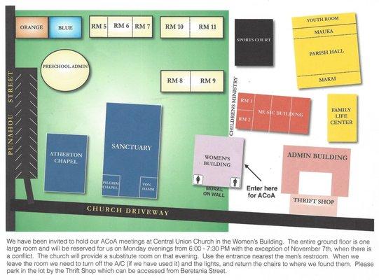 Meeting location at Central Union Church