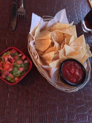 Chips and a small guacamole