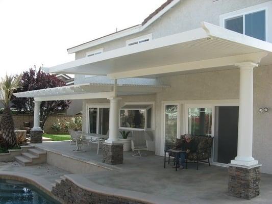 Poolside luxury with 12" pillars and scalloped trim