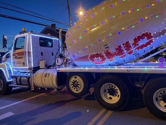 Lit up local Cement Truck