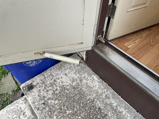 Damaged storm door