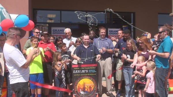 Pinal County Chamber of Commerce Ribbon Cutting with Leslie's Swimming Pools Store Manager Alex in San Tan Valley Arizona