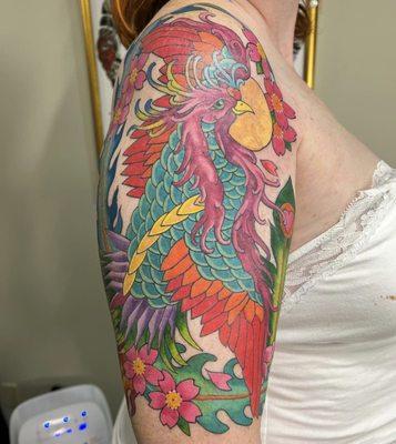 Japanese Phoenix tattoo by Jesse Britten.