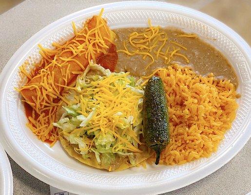 Tostadas and cheese enchilada