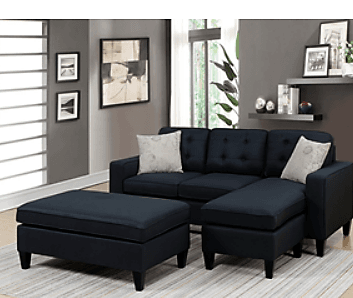 2pc Black sectional w/ottoman.