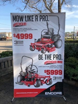 Do you mow like a pro? We can help! New Encore models with Kawasaki engines get the job done fast! Come in and see the new arrivals.