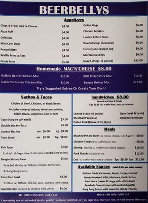 New menu 9/1/2022.
 Food served LATE!!
 Sun-thur 10am-1:30am
 Fri & Sat 10am-2am
 Prices subject to change.