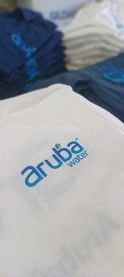 Aruba Water customer printed apparel.