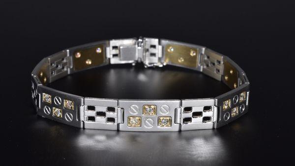 Two tone men's diamond bracelet