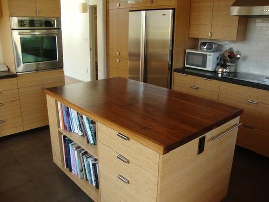 Bamboo cabinets. FSC walnut countertops.  So eco-savy and so elegant!