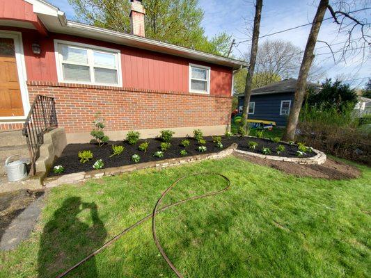 Retaining wall and plantings