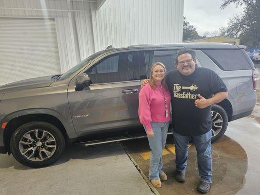 Ms E. Was super happy with her new Tahoe!