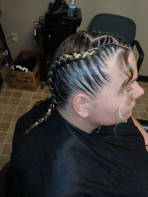 Two zig- zag french braids