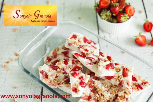 Yogurt bark topped with Sonyola Granola