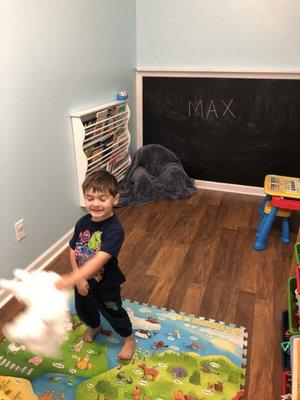 Max enjoying his new play room.