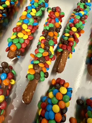 M&M pretzel rods