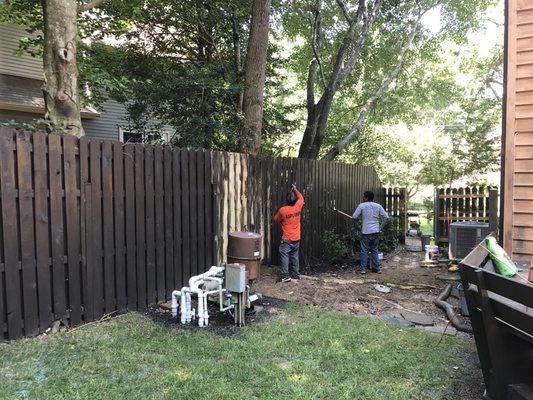 Fence staining