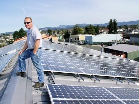 Vince Sigal supervising installation of array at Russian River Brewing Company's main brewing facility in Santa Rosa