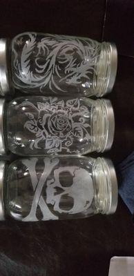 Glass etchings on jars