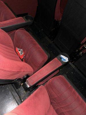 Every row is dirty. Others people popcorn and trash is everywhere. The movie theater has a bad smell in it. Only thing nice is the seats.