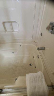 The tub had black gunk on the floor. At one time the jetted tub must have worked. It no longer does. Really dirty and gross.