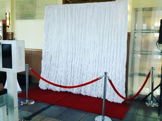 Photo booth ( White,Gold,Silver or Black) backdrop with red carpet treatment