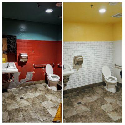 Restaurant bathroom repaired and updated.