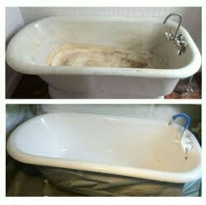 Before and After Claw foot Tub Resurfacing