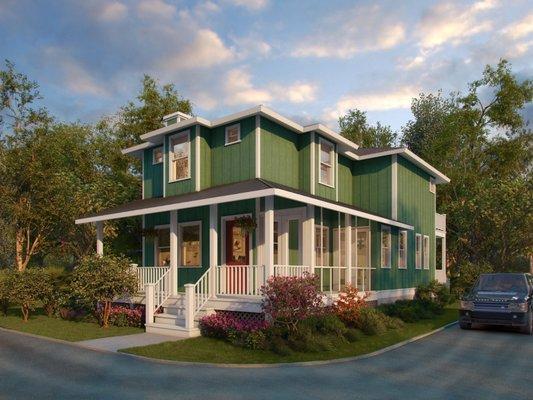 A narrow lot custom Lowcountry home design.