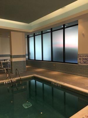 Solyx SX-1309 Fine Crystal Frost adds a nice, subtle touch of privacy to this pool room at the Hyatt Hotel in Town Center