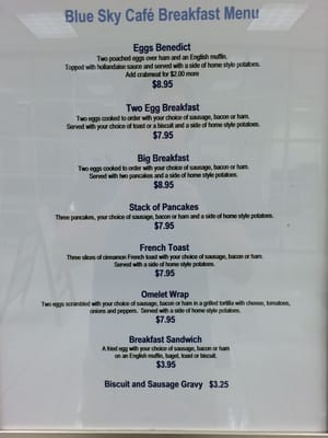 The menu