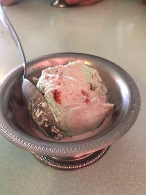 Spumoni with a few bites already taken