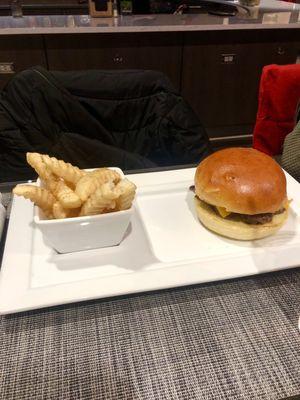 Cheeseburger and fries. I didn't taste the burger but my niece said it was delicious.