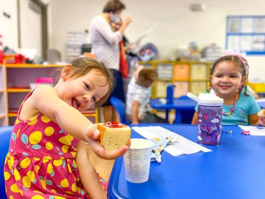 Morning snack! We provide 2 snacks and lunch daily with our tuition.