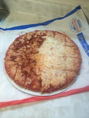 medium 1/2 pepperoni 1/2 cheese