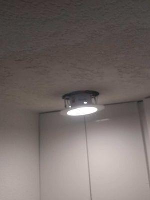 Recessed light installation, dry wall patching and texturing